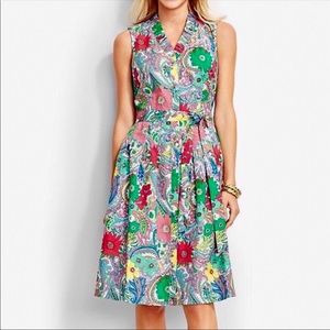 Talbots Pleated Floral Paisley Shirt Dress
